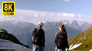 A Couple Seeing A Scenic View From The Mountain Top 4K Video/ View From The Mountain Ful HD 8K Video