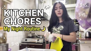 Night Routine: Kitchen Chores, Cleaning & Winds Down 🧼✨ Busy Evening GRWM!