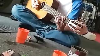 I sing a song while playing the guitar
