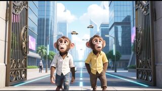 2 Poor Monkeys Explore a Rich Digital City 😂🐒 | Funny 3D Cartoon Adventure!