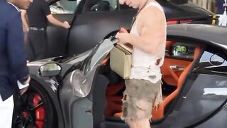 Bro Pulled Up in a Bugatti Wearing NEON Orange Shoes 😂🔥 #Shorts
