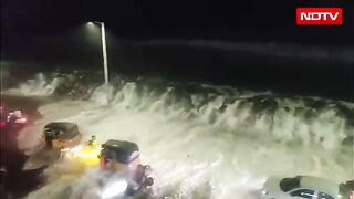 Cyclone Arnab Chennai beach water road
