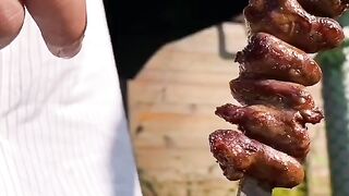 Шашлыки из куриных сердечек