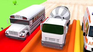 Learn Colors with 7 Street Vehicles and Soccer Ball Flying Toy Cars Pretend Play for Kids