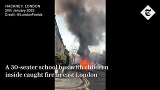 London School Bus Catches on fire with pupils inside