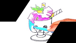 How To Draw A Cute Ice Cream And Coloring Easy Ice Cream Cup Drawing For Kids