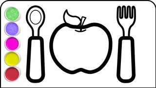 Apple, Spoon, Fork Drawing for Kids and Toddlers | Easy Drawing for Kids #1