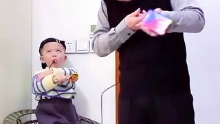 Baby boy fun with his father