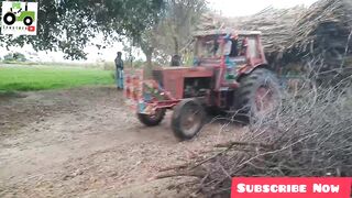 Belarus tractor overloaded trolly and over stund