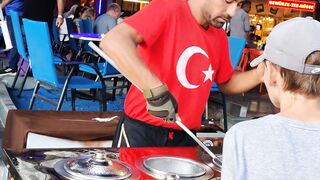 Funny ice cream guy in Turkey antalya