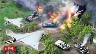 Brutal Attack! New Russian kamikaze drone Geran-2 destroys Ukrainian self-propelled gun crew