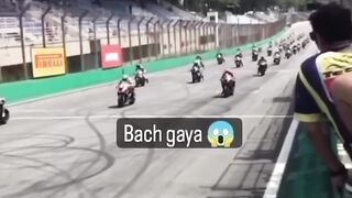 Very very lucky moter biker