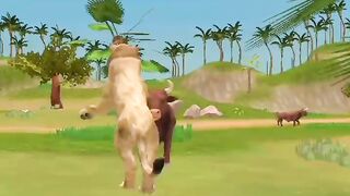 Lion attack on cow