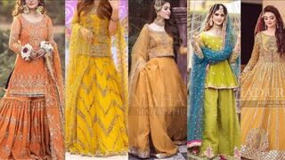 Mehndi dress designs 2023- Mayon dress designs-Ubtan dress designs 2023 -mehndi dresses for girls