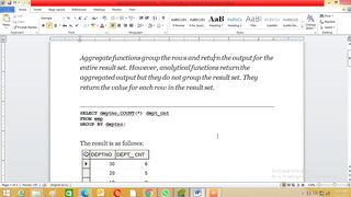 Analytic function in sql