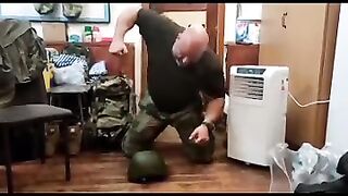 Ukrainian soldier Tests Russian soldier Helmet