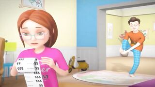 Baby Kids And Dad Cartoon
