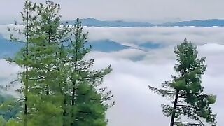 Mountain view with clouds
