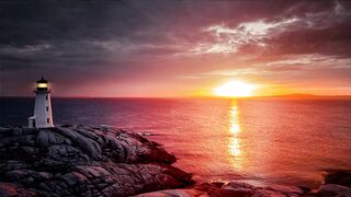 A beautiful veiw of a light house in an ocean