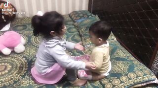 Cute little girl with his little brother