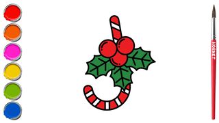 How to Draw Christmas Candy Cane Step by Step (Coloring Candy Cane) Candy Drawing | Hornet Art