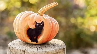 Cat beautiful walking leaving house