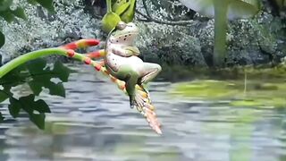 Frog taking rain showers