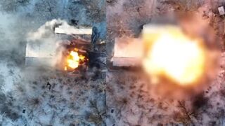 Drone attack on warehouse where Russians store ammunition and equipment