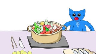 FNF x Squid Game x Poppy Playtime Huggy Wuggy / Poppy hotpot time with Huggy, Kissy Missy, Candy Cat