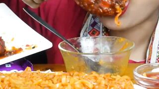 ASMR Eating Veg BurgerSpicy Cheese BallsChicken Leg PieceNoodles Street Food ASMR Eating Mukbang