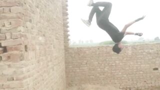 Village Boy wall flip challenge