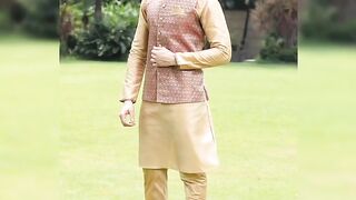 Mehndi Dress for Groom- Kurta with WaistCoat for groom- Groom dress designs for mehndi