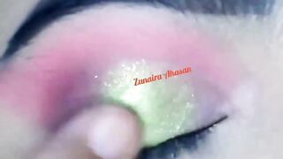 Pink And Green Party Eye Makeup
