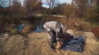 Fishing with a chest.