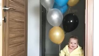 Funny Baby Plays Time