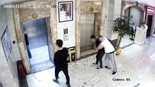 drunk mens with elevator