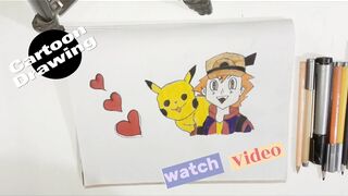 How to Draw Ash and Pikachu Drawing / easy step by step / simple pencil Drawing