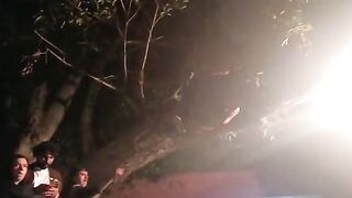 People gathered outside Imran Khan's residence in Zaman Park