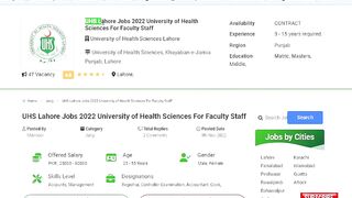 UHS Lahore jobs