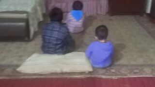 Enjoying cartoon with chips
