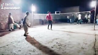 The shuttle hit the opposite player's mouth