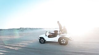 3 men on quad car || racing in now area