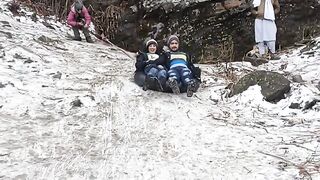 Snow Slid with wife