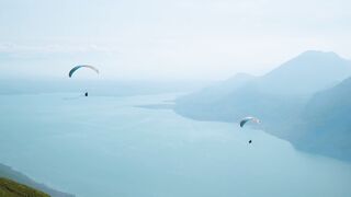 Paragliding between exotic landscapes
