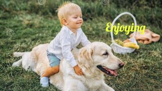 Cute baby with dog