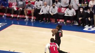 Andre Drummond just sent Precious Achiuwa to retire early with a nasty block.