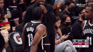 James Harden celebrating cause the ref finally called a foul.