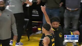 Jordan Poole hit an insane 52 footer buzzer beater and shocked the crowd