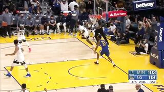 Andrew Wiggins explodes to the rim for the monster putback slam dunk over Karl-Anthony Towns