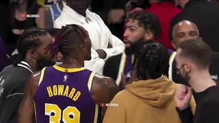 Dwight Howard and Anthony Davis get into an altercation on the bench 